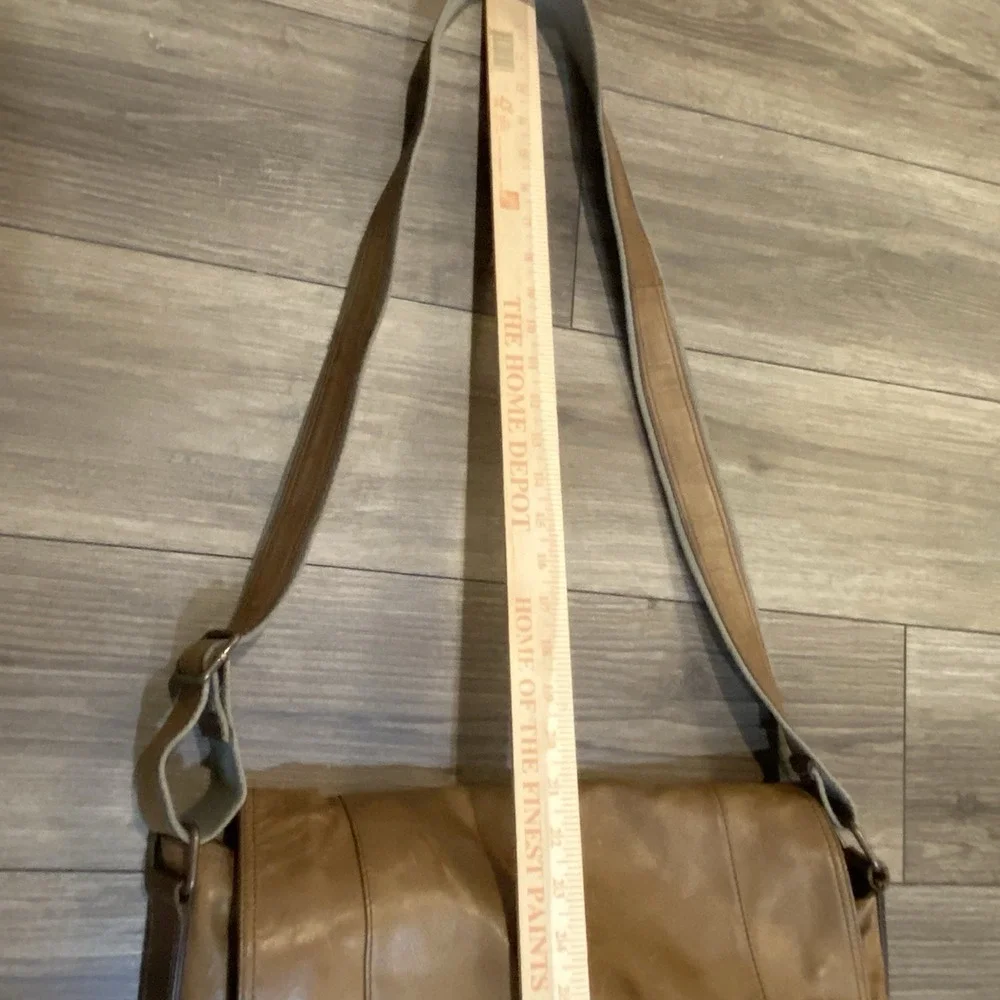 Fossil x JR leather Collab Oak‎ Tanned Messenger Bag Houndstooth Lined Large
